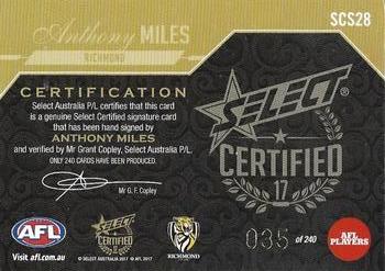 2017 Select Certified - Certified Signatures #SCS28 Anthony Miles Back